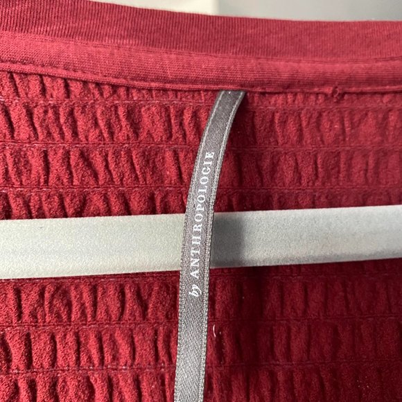 Anthropologie  Dark Red Smocked Bell-Sleeve Top Size M - Picture 9 of 9